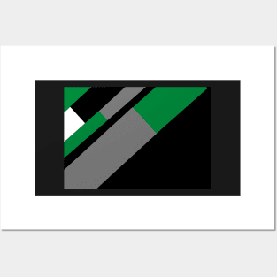 Green,, White, Black, and Grey Rectangle and Triangle pattern Posters and Art